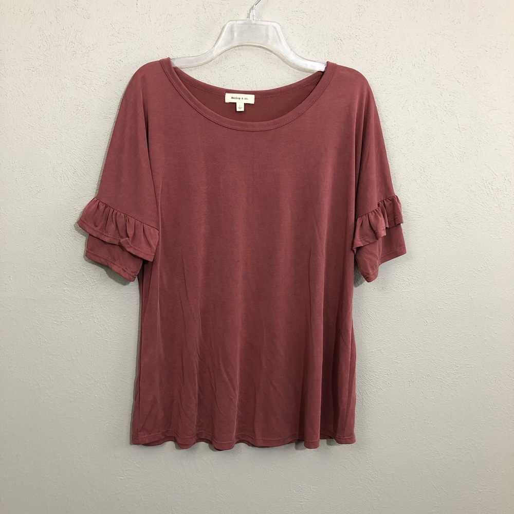 Hailey & Co. Dusty Rose Ruffled Sleeve Shirt